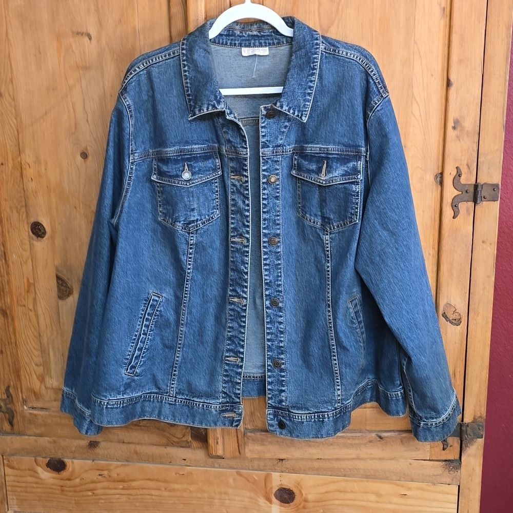 Charter Club Womens Plus Size Denim Jean Jacket Blue 3X 4X Estimated 54 Bust